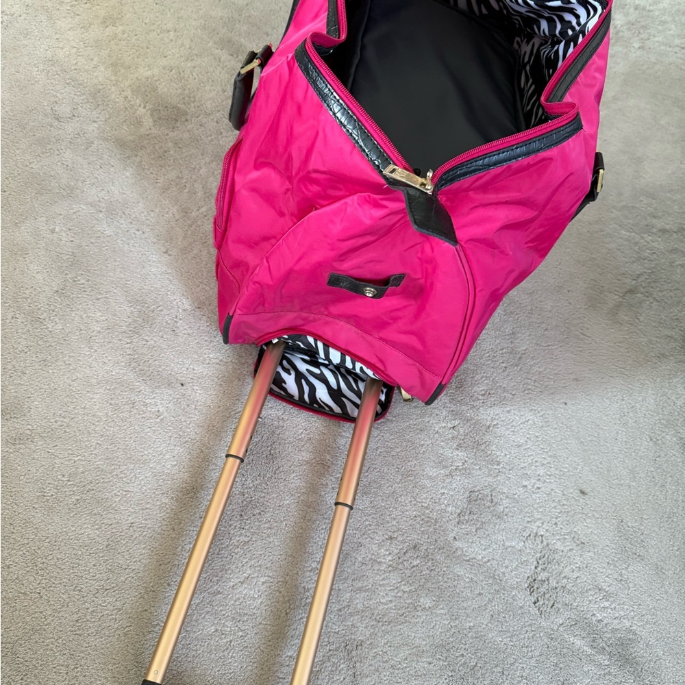 Anne Klein Luggage Carry On Concierge Bag Overnight Nylon Hot Pink And Black